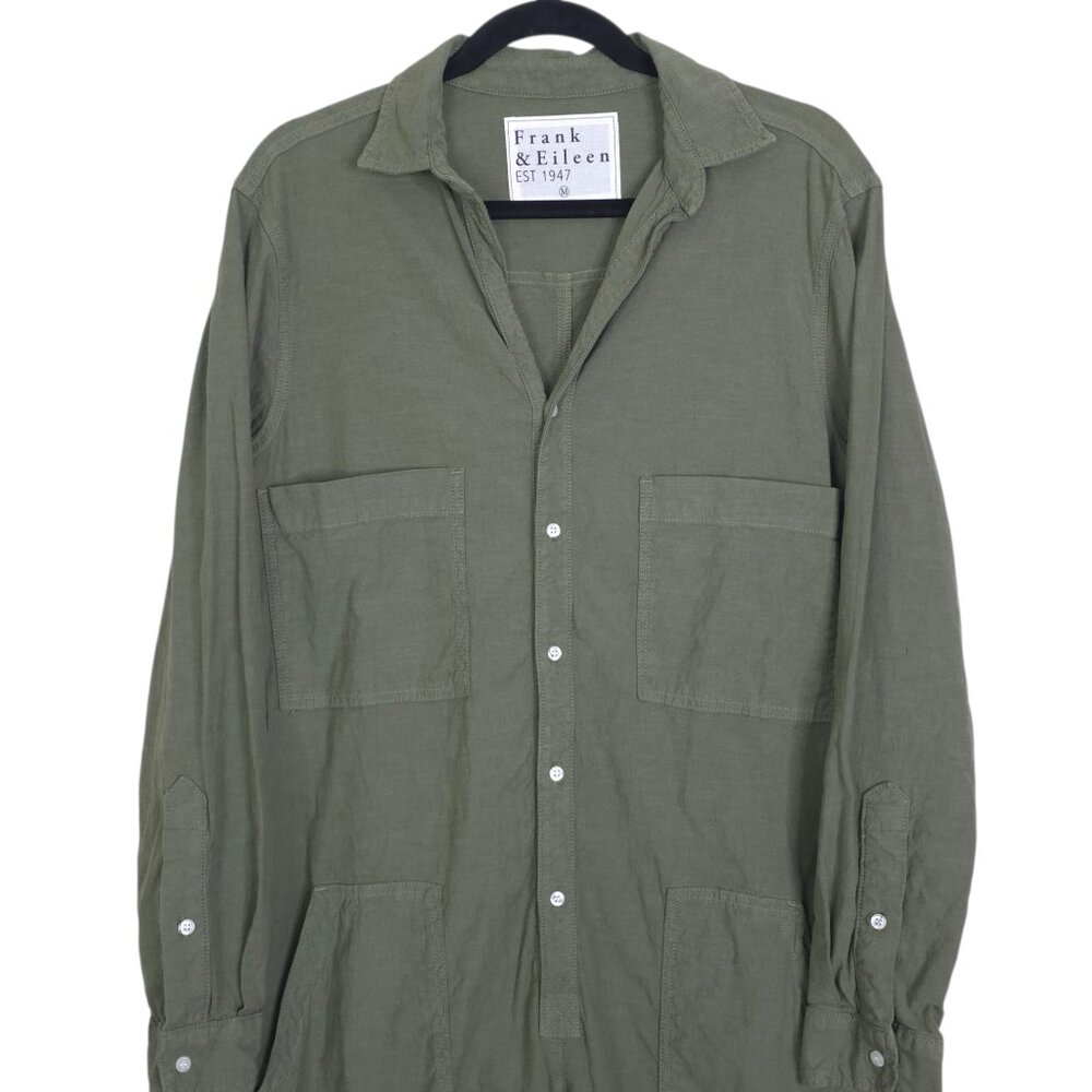 Frank & Eileen Northern Ireland Jumpsuit Army Green Italian‎ Linen Size M - Picture 5 of 11